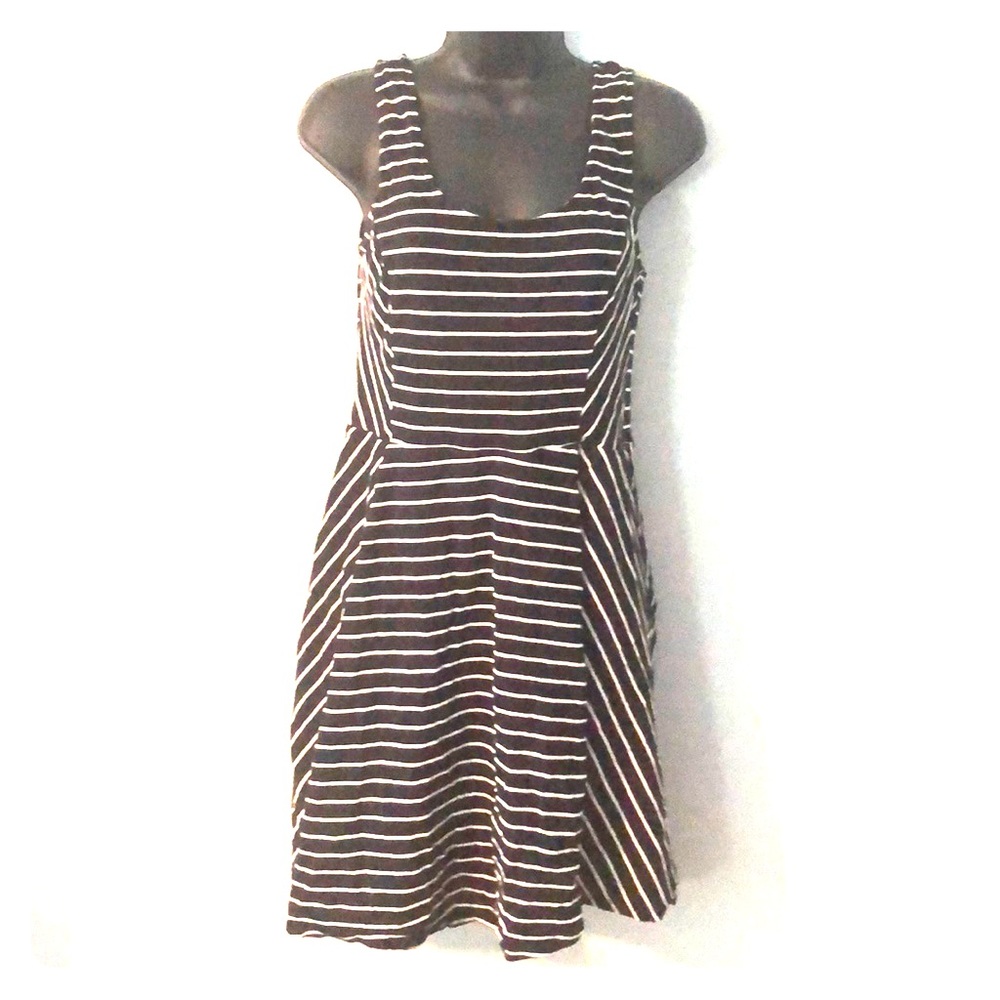 Black and white fit and flare dress